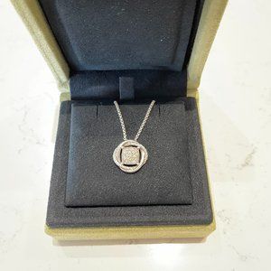 David Yurman Infinity Pendant in Sterling Silver with Pave Diamonds